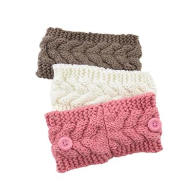 China Face Mask Winter Women Bulky Headband With Face Mask Button Matching Bulky Cable Knitted Headband for sale