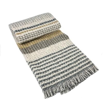 China Wholesale Fashion Cozy Soft Warm Loop Custom Stripe Woven Sofa Covers For Winter for sale