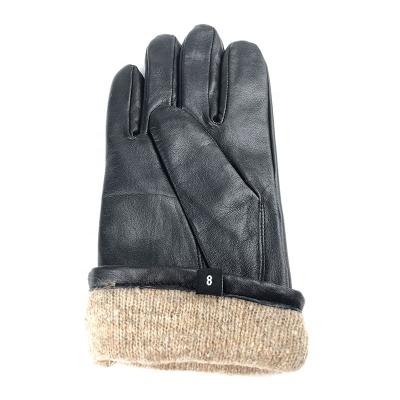 China Lady Black Nude Black Lambskin Goat Gloves Trim Leather Driver Black Leather Gloves Women's Gloves for sale