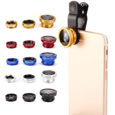 China Smartphone & Newest 3in1 Tablet PC Wide Angle +Fish Eye+Macro Clip Smartphone Lens Kit For Universal Smartphone for sale