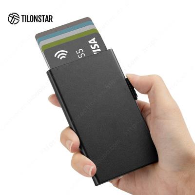 China outdoor map & Ultra Thin Money Pocket Sideways Metal Credit Card Wallet Card Holder Aluminum Pop Up Wallet for sale