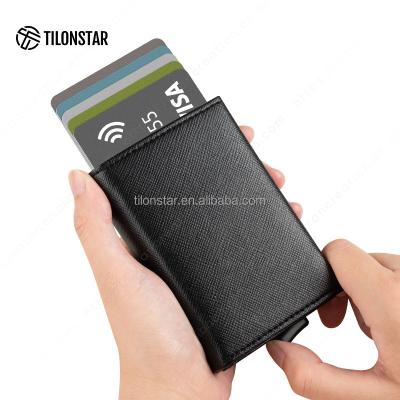 China Amazon Logo Wholesale Multiple Wallet Real Anti-theft Credit Card Holder Custom Leather Wallets for sale