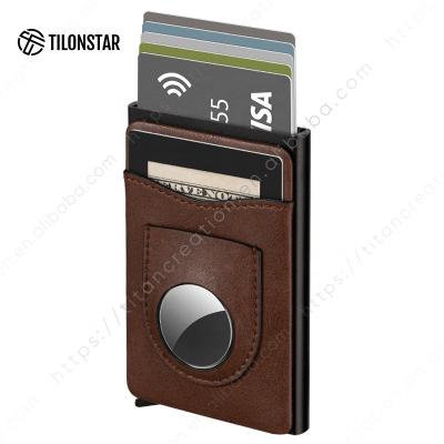 China outdoor map & Money Pocket & Air Tag Credit Card Holder Leather Man Wallet Card Holder Rfid Air Tag Noise Blocking Up Wallet for sale