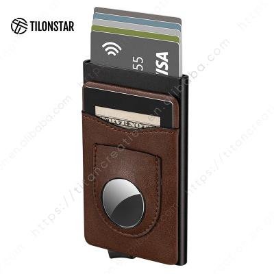 China outdoor map & Money Pocket & Air Tag Maker Leather Men Card Holder Genuine Leather AirTag Rfid Wallet Pop Up Wallet for sale