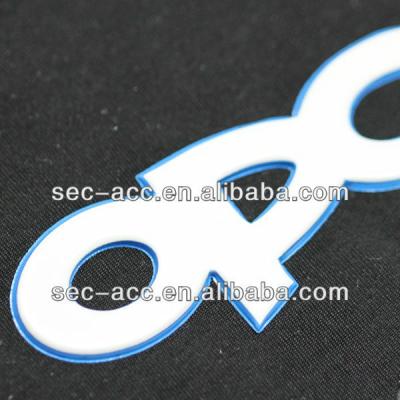 China Cambodia Shipped Single Or Multi Shape Colorful Border Customized Design Raised 3D Effect Heat Transfer Logo for sale