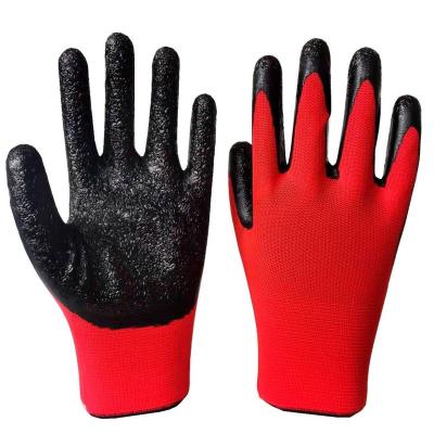 China Natural Dipping Hand Protection Green Nylon Latex Coated Slip Wear Resistant Gloves For Workshop Work for sale