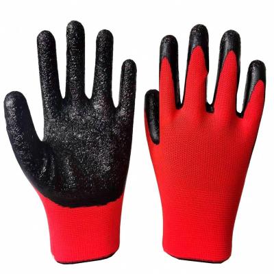 China Manufacturers Nitrile Wrinkles White Nylon Latex Coated Slip Wear Resistant Work Gloves For Hand Protection for sale