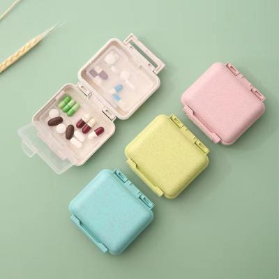 China Portable Sealed Wheat Pill Box Mid Morning And Evening 6 Compartment Pill Box Pill Container 0018 for sale