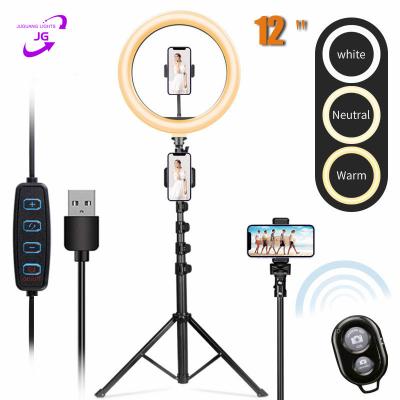 China PORTABLE 12inch 30cm Ring Light Led Darkening Fill Light with 1.7M 2.1m Tripod Stand Remote Shutter for Live Streaming Makeup for sale