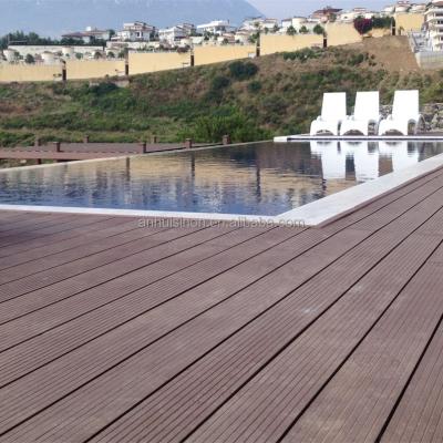 China Modern deckingwood grain plastic composite building material wpc solid decking for sale