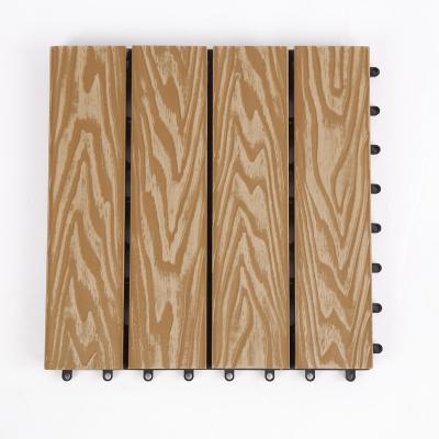 China Modern Waterproof Wood Plastic Texture Composite Outdoor Wpc DIY Decking Tiles for sale