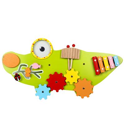 China High Quality Wooden Crocodile Montessori Wall Play Instrument Music Toy For Children 61*5.2*31.5cm for sale