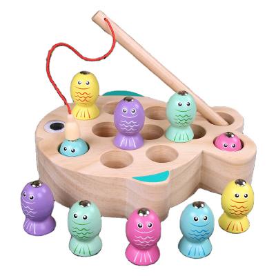 China Educational Toy 3D Fishing Tray Puzzle Magnetic Wooden Fishing Toys Games For Children for sale