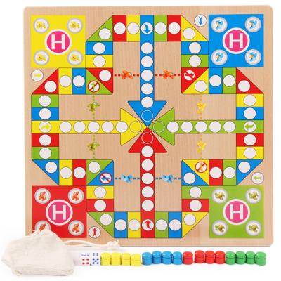 China Amazon Eco-friendly Material Hot Selling Checkers China Wooden Design And Flying Chess Game Toys New Kids Educational Board Game Toys for sale