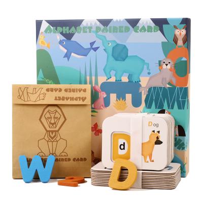 China Safe Numbers and Alphabets Studying Flash Cards Set Spelling Puzzle Game Wooden Card Board Toy For Kids Children Educational for sale