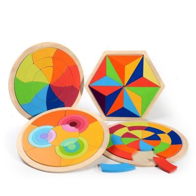 China Eco-friendly Material Classic Form Montessori Cognitive Material Geometric Shapes Puzzle Rainbow Educational Wooden Toys for sale