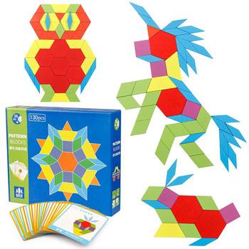 China Eco-friendly Material 130 Pcs Geometric Shape Puzzle Toys Montessori Riddles Tangrams Puzzle Set For Kids for sale