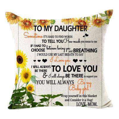 China Viable Customizable Sunflower Warm Hugs Braver Smile More Cotton Tile Throw Pillow Cover Square Canvas Pillowcase 18 x 18 inches for sale