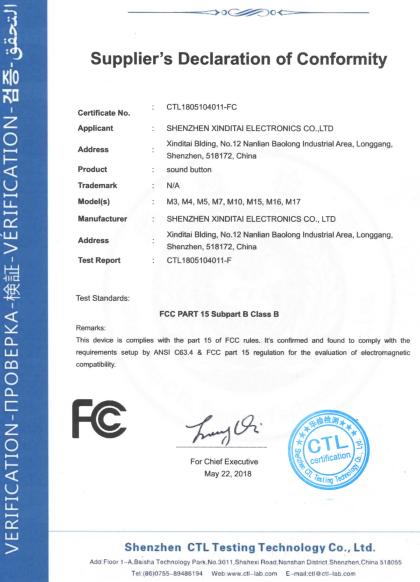 FCC - Shenzhen Xinditai Electronic Co., Ltd.