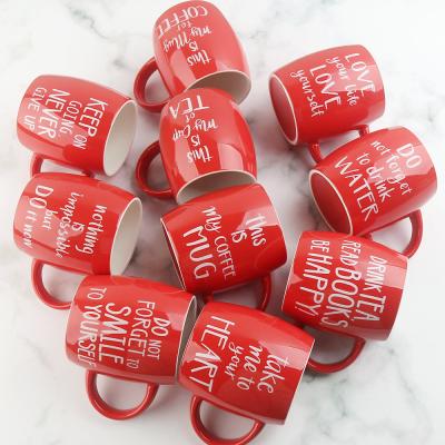 China Wholesale Disposable Red Oversized Egg Shaped Ceramic Coffee Mug Christmas Gift for sale