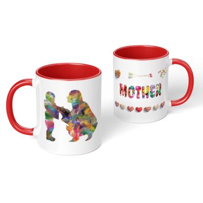 China High Quality Disposable Logo Mug Red Color Inside Custom Mug Printing Special Gift For Mom Mothers Day Gift for sale