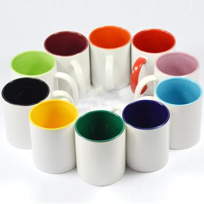 China Cheap Bulk Sale 11OZ Disposable Sublimation Color Inside Ceramic Coffee Mug Print Your Own Design Blank Mug for sale