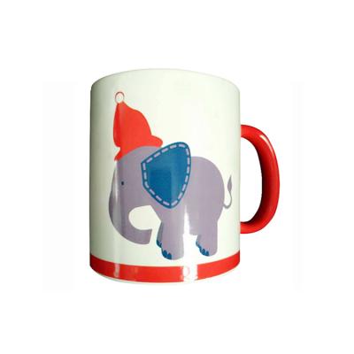 China Wholesale Customized Disposable Ceramic Tea Cup Inside Colors Elephant Printed Logo Restaurant Use Cup For Commercial Gift for sale