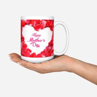 China Personalized Large Size 15Oz Disposable Happy Mothers Day Mug Gift For Mom Full Wrap Heart Mug for sale