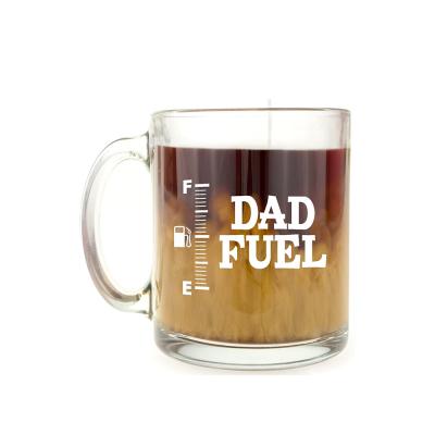 China 11Oz Dad Fuel Glass Coffee Mug Disposable Funny Glass Mug Gift For Fathers Day for sale