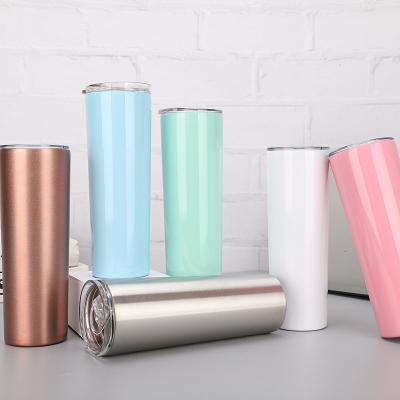 China Stainless Steel Rainbow Tumbler With Straw And Lid 20Oz Viable Insulated Twinkle Straight Skinny Tumbler Cups Wholesale for sale