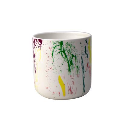 China Home Decor Custom Ceramic Candle Vessels Sprinkles Dappled Ceramic Candle Jar Candle 12Oz Cup for sale