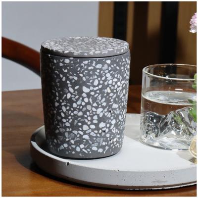 China Home Decoration Luxury Marble Candle Container With Lid Empty Candle Jar Container For Diy Scented Candle Wax for sale