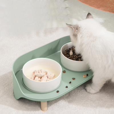 China Double Dog Food Bowl Pet Feeder Home Water Dog Food Bowl Pet Drinking Dish High Holder Decoration Cat Puppy Feeding Bowl for sale