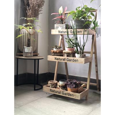 China Europe Indoor Outdoor Solid Wood Corner Standing Wooden Flower Pot Shelf Display / Rack for sale