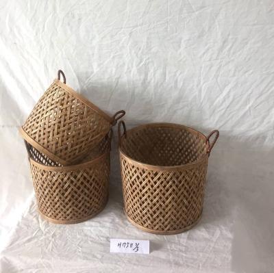 China Sustainable Woven Bamboo Storage Basket For Plants for sale