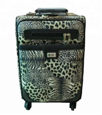 China Factory Supply Soft China Luggage Trolley PU Leather Leopard Print Trolley Luggage Suitcase Sets 4 Pcs for sale