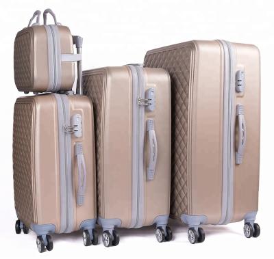 China Hard Shell Trolley Luggage Set Suitcase ABS Luggage Trolley Wholesale 4 Piece Trolley Luggage Set for sale