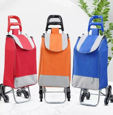 China Polyester Custom Wholesale Metal Friendly Factory Supermarket Logo Trolley Wheels Reusable Foldable Small Shopping Trolley Trolley Cc-01 for sale