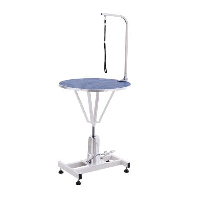 China Sustainable Pet Supplies Round Small Adjustable Height Pet Grooming Hydraulic Lift Table for sale