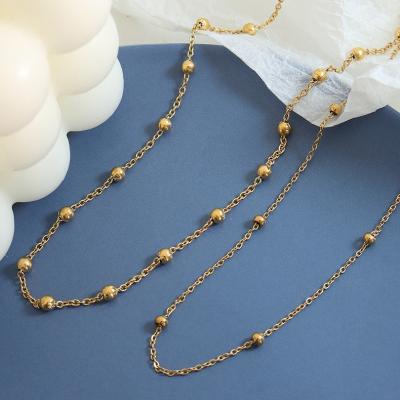 China 2022 New Vintage Fashion Stainless Steel 18k Gold Simple Texture Size Steel Ball Choker Necklace Stain Wholesale for sale