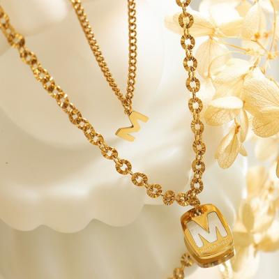 China Vintage Temperament Personality Letter M Double Layer Layer Wear Fashionable Necklace for sale