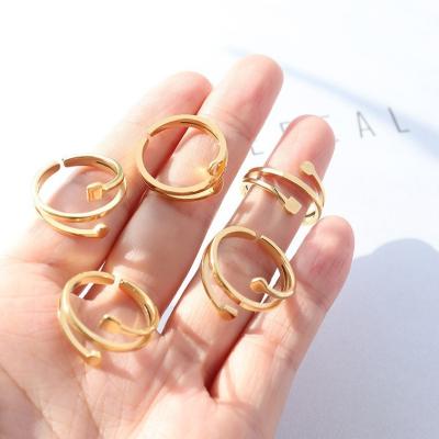 China New Style Vintage Stainless Steel French Fashion 18k Gold Irregular Opening Ring Women Spot Wholesale for sale