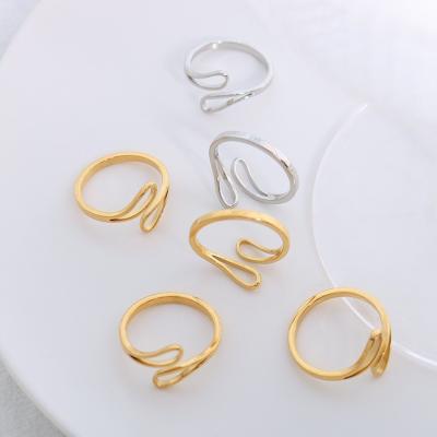 China Vintage Hand Jewelry Open Cross Rings Bands Stainless Steel Women Open Hollow Out Geometric Ring for sale