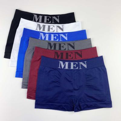 China RTS011 Free Size Seamless In Stock Wholesale Ironed Polyester Boxer Shorts Seamless Boxer Briefs Underwear For Men for sale