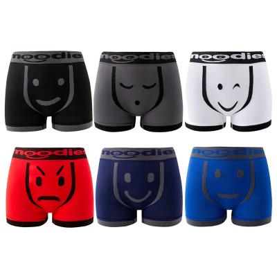 China RTS005 seamless 6pcs-pack ready to ship cartoon face moodies men's trunk polyester seamless boxer briefs boxer abbreviations men's underwear for sale