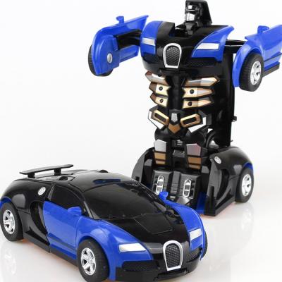 China Newest Cartoon Toy The Plastic Collision Inertial Robot Auto Head Deformation Car Toy One for sale