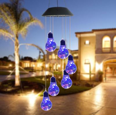 China Garden Solar Wind Bells Light Waterproof Solar Night Light Crystal Ball Butterfly Hanging Windchime Lights Lamp Outdoor Garden for sale