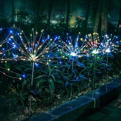 China 90/150 LED Solar Colorful Outdoor Waterproof IP65 Garden Fireworks Lamps Lawn Energy Saving Lawn Light For Holiday for sale