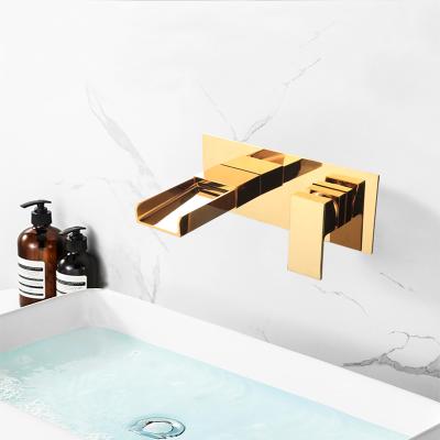 China Metered Faucets Gold Bathroom Sink Faucets Luxury Water Taps Basin Faucets Modern Brass Vanity Basin Mixers Tap Bathroom Sink Faucets for sale