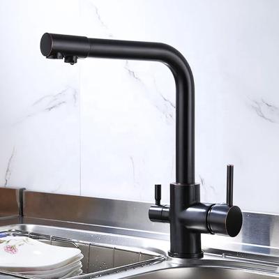 China 2021 Modern Black Modern Double Handle Kitchen Faucet Water Tap Kitchen Taps Brass Kitchen Mixer Sink Faucets for sale